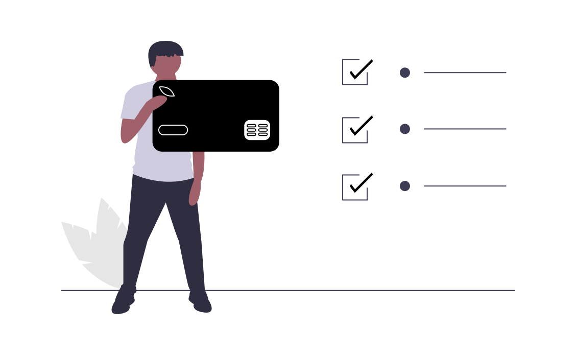 undraw animation showing man holding credit card to show payment approved on viosapp stripe