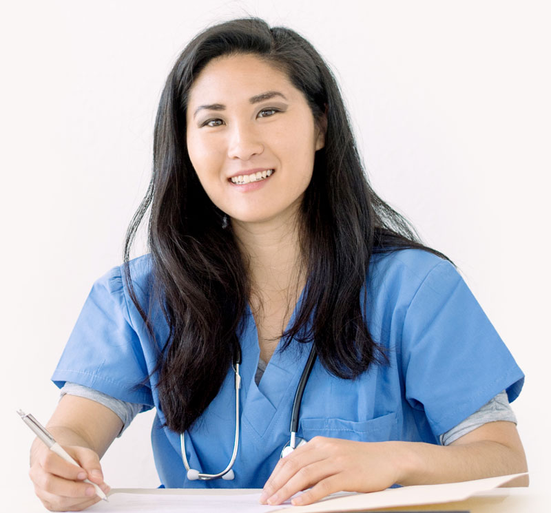 female asian doctor from korea studying for her usmle step 3 now seeking telemedicine as a career